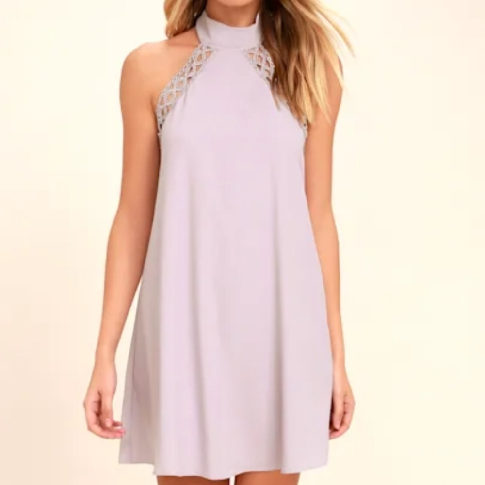 Lulu's Lavendar Lace Trim Halter Dress, NWT, Small